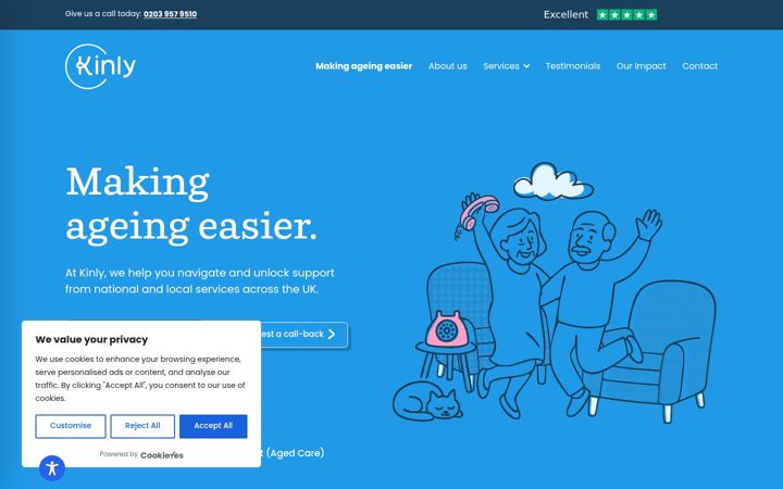 Screenshot of kinly.org.uk