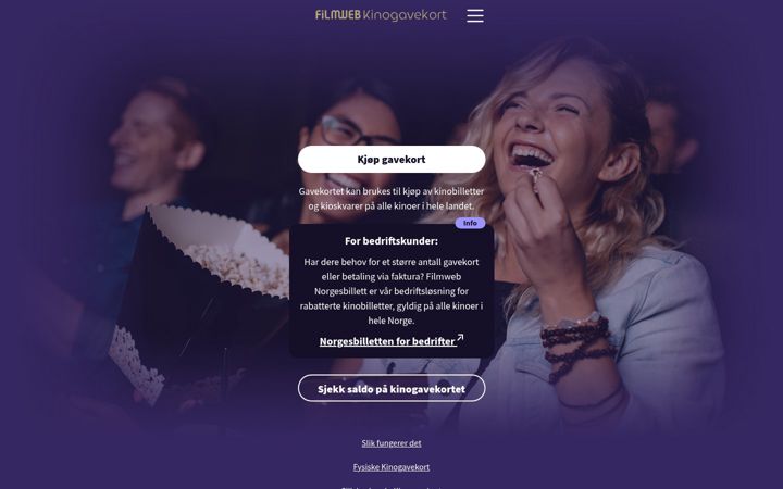 Screenshot of kinogavekort.no