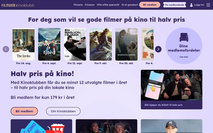 Screenshot of kinoklubb.no