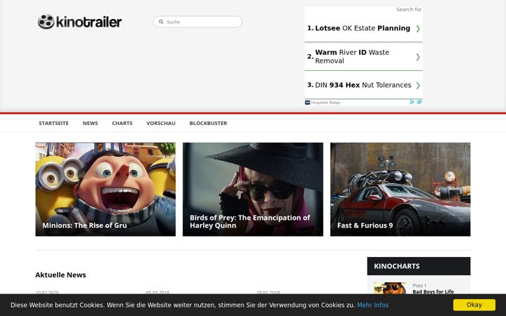 Screenshot of kinotrailer.de