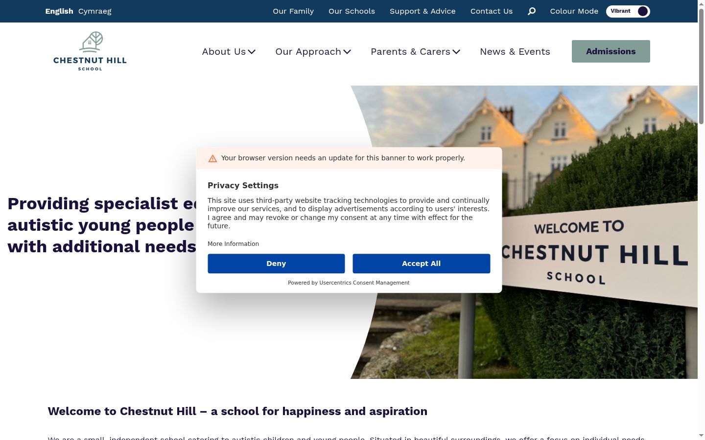 Screenshot del banner di consenso mostrato prima di qualsiasi interazione