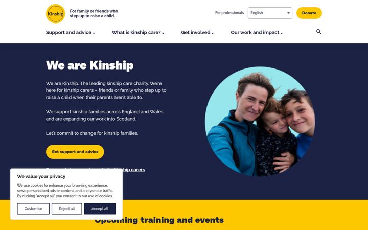 Screenshot of kinship.org.uk
