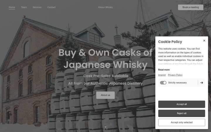 Screenshot of kinsuiwhisky.com