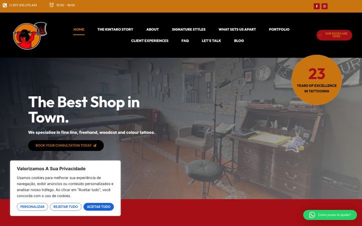 Screenshot of kintarotattooshop.com
