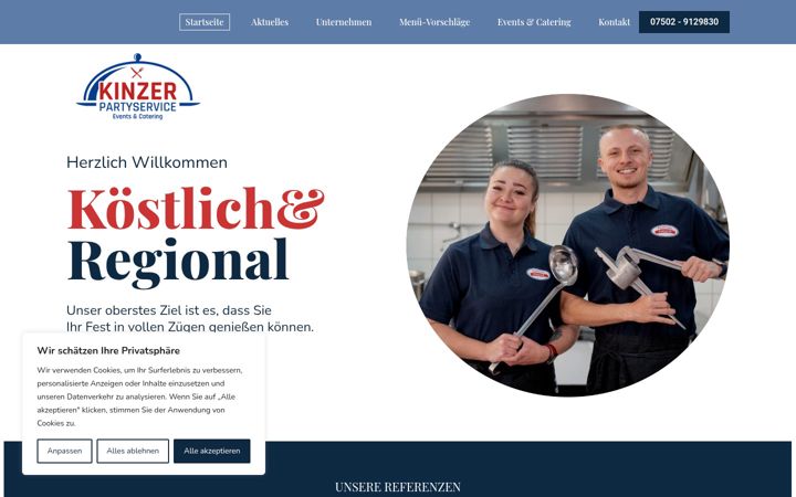 Screenshot of kinzer-partyservice.de