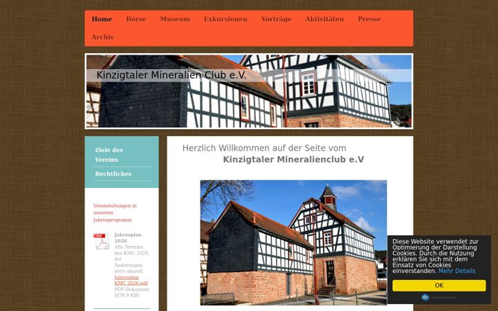 Screenshot of kinzigtaler-mineralienclub.de