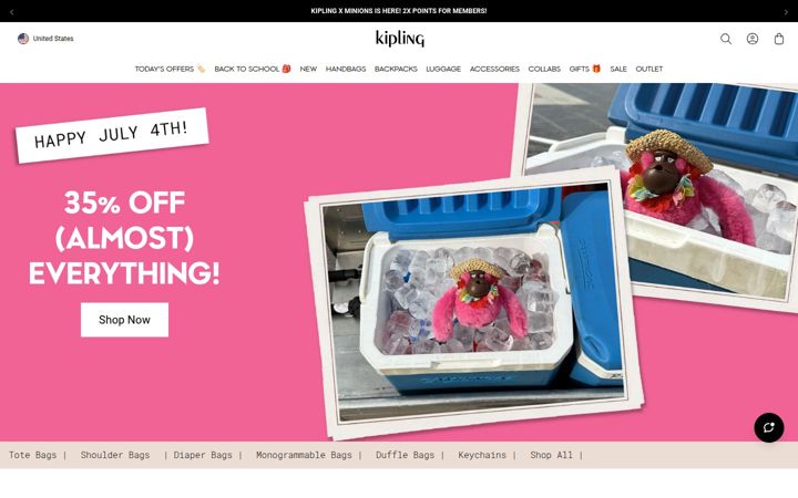 Screenshot von kipling.com