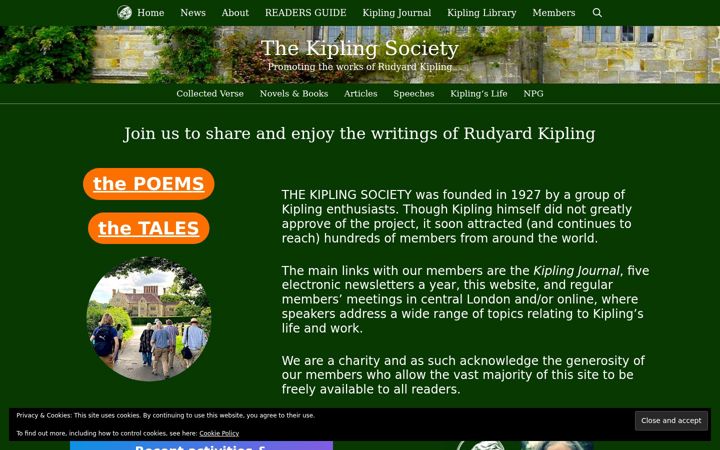 Screenshot of kiplingsociety.co.uk
