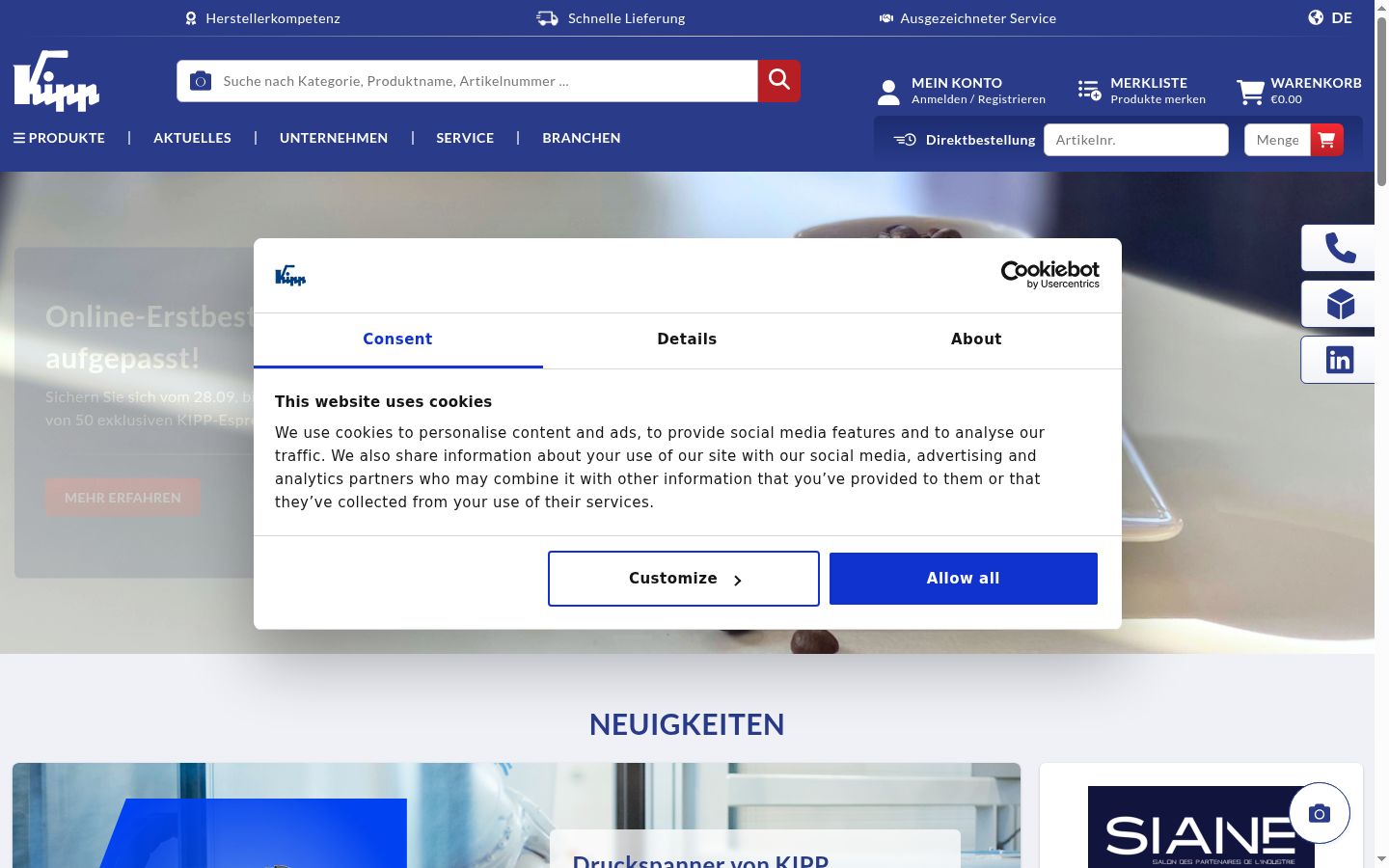 Képernyőkép a bármilyen interakció előtt megjelenő hozzájárulási bannerről