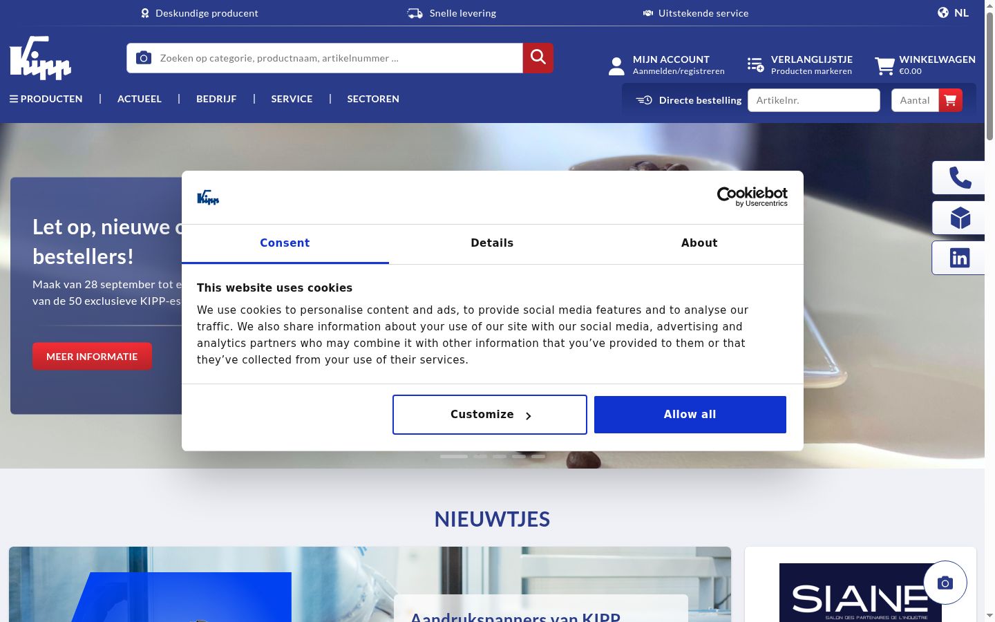 Képernyőkép a bármilyen interakció előtt megjelenő hozzájárulási bannerről