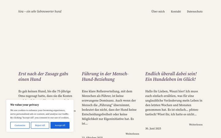 Screenshot of kira-der-liebenswerte-hund.de