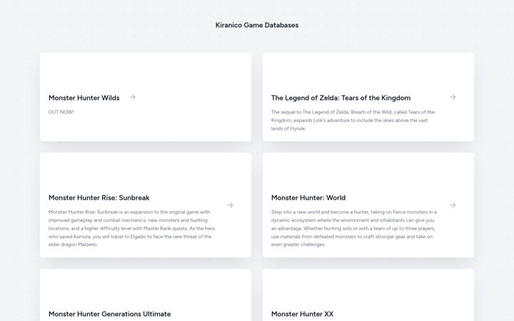 Screenshot of kiranico.com