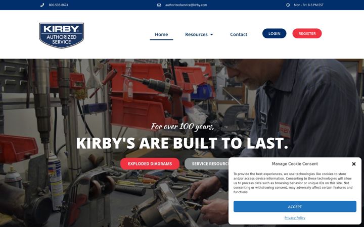 Screenshot of kirbyauthorizedservice.com