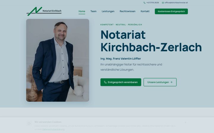 Screenshot of kirchbachnotar.at