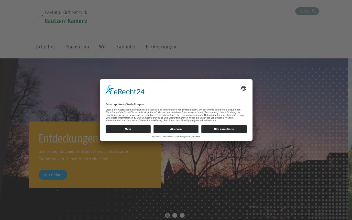 Screenshot del banner di consenso mostrato prima di qualsiasi interazione