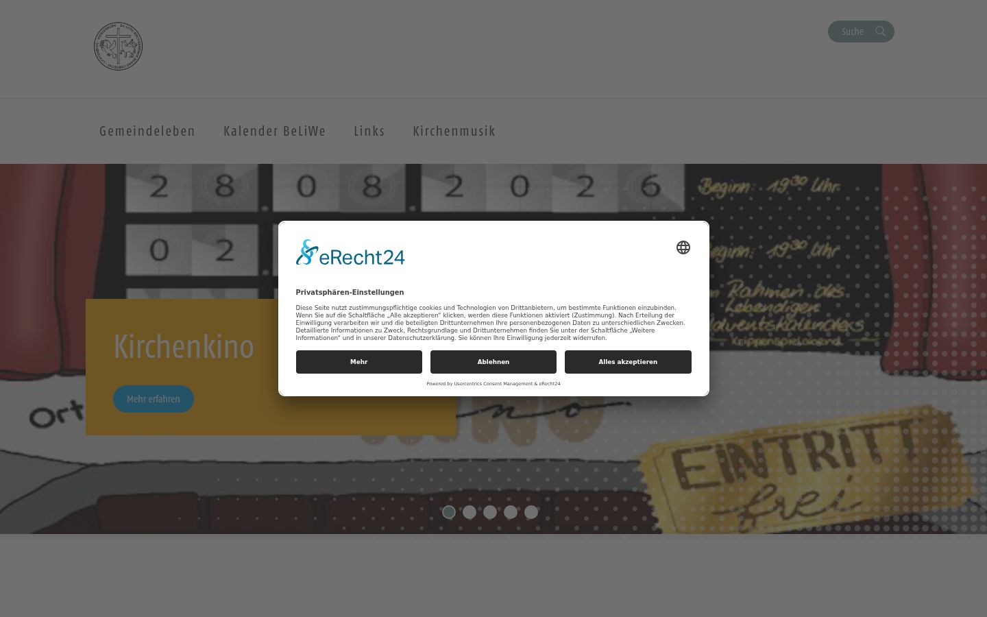 Screenshot del banner di consenso mostrato prima di qualsiasi interazione