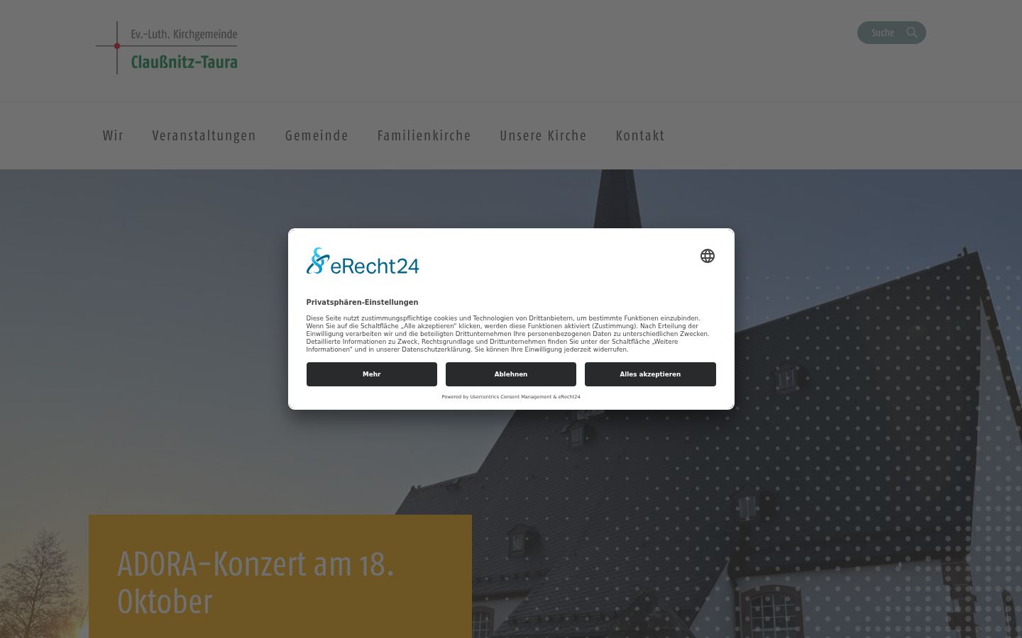 Screenshot del banner di consenso mostrato prima di qualsiasi interazione
