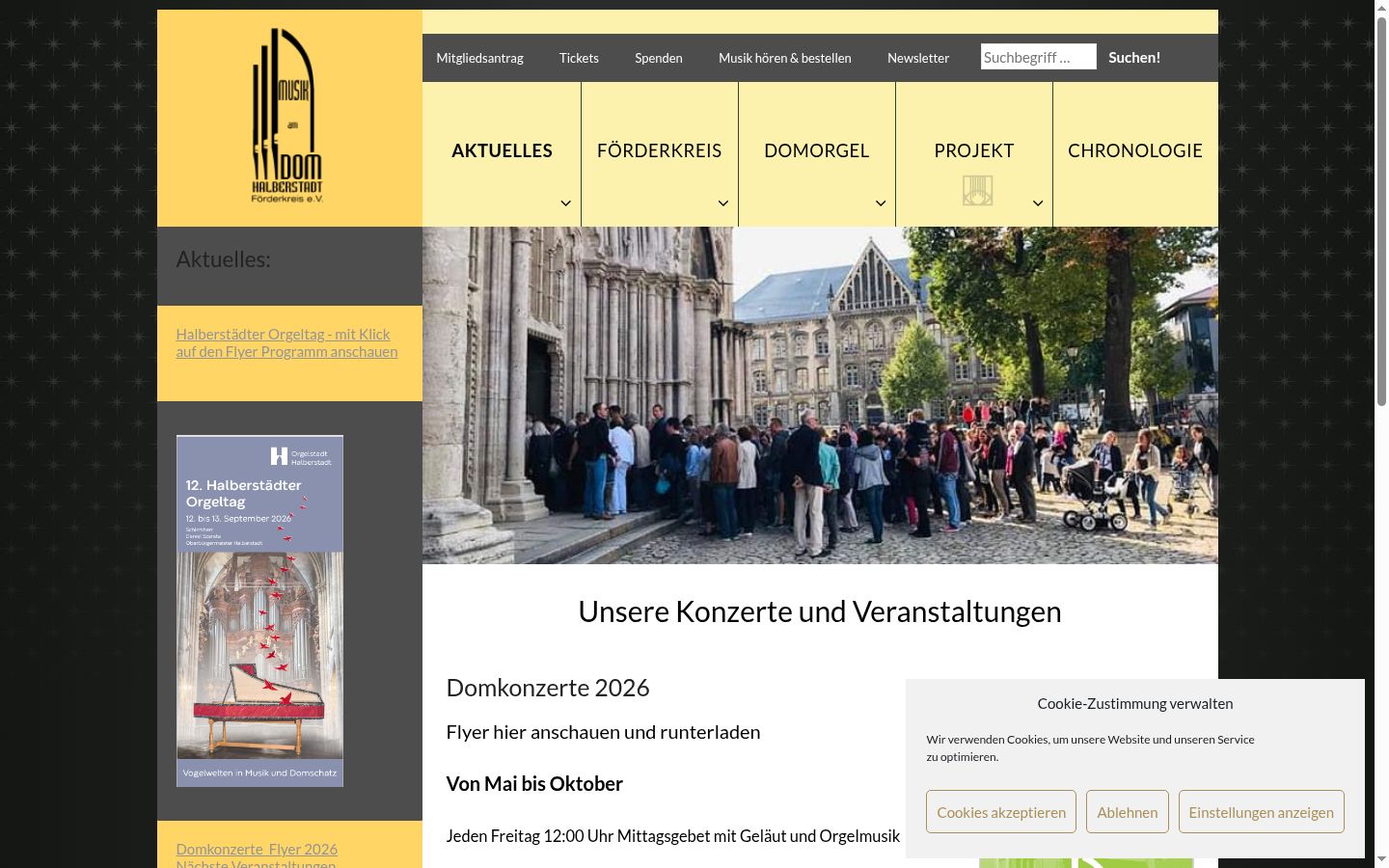 Screenshot des Einwilligungsbanners vor jeglicher Interaktion