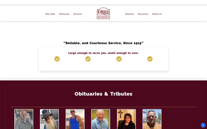 Screenshot of kirikosfuneralhome.com