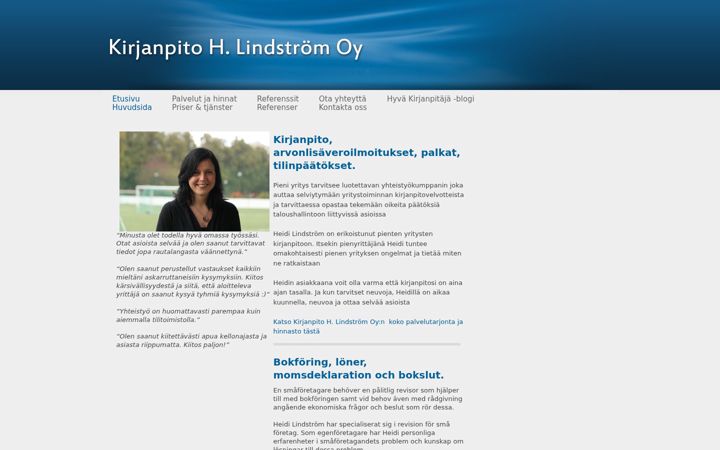 Screenshot of kirjanpitolindstrom.com