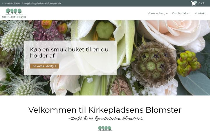 Screenshot of kirkepladsensblomster.dk