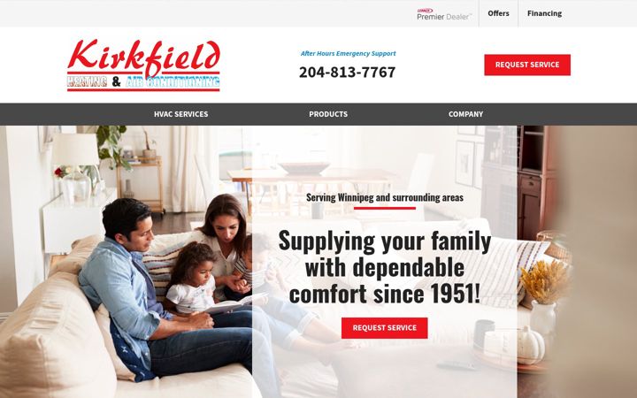 Screenshot of kirkfieldheating.ca