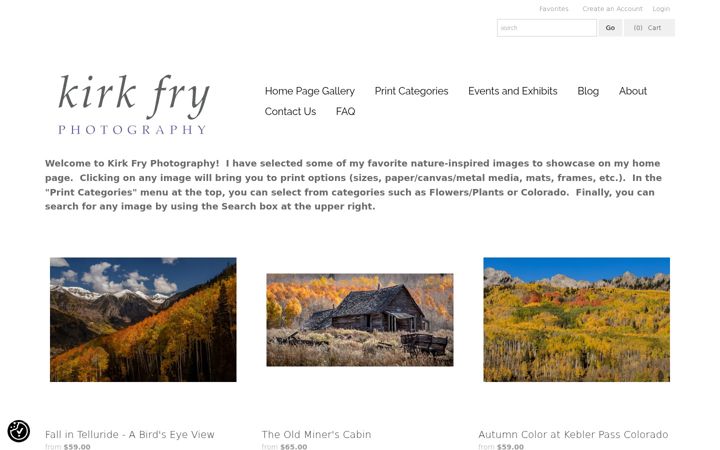 Screenshot of kirkfryphotography.com