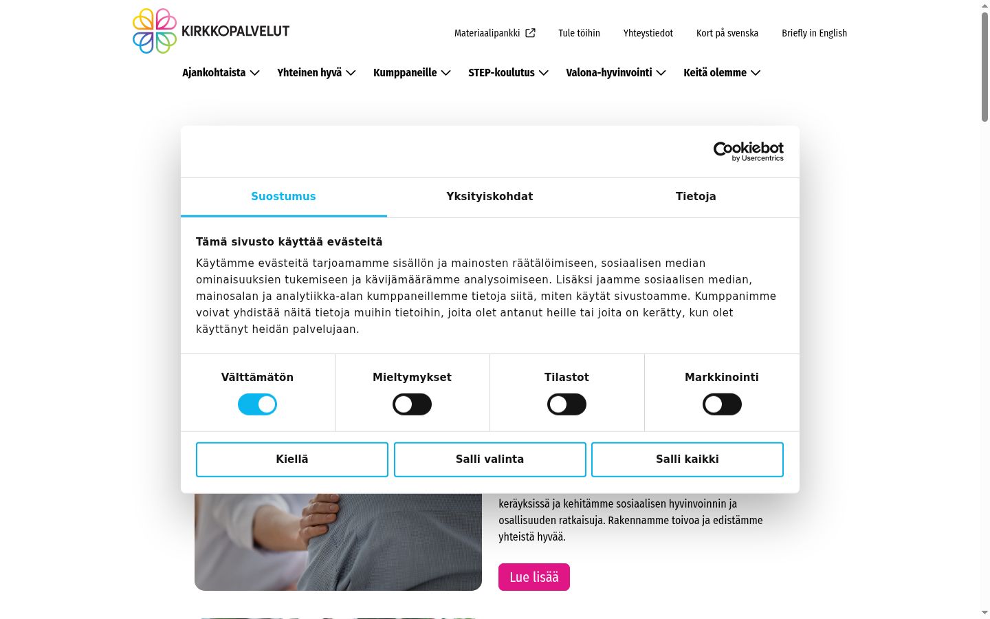 Képernyőkép a bármilyen interakció előtt megjelenő hozzájárulási bannerről