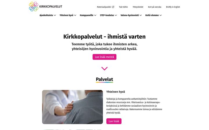 Screenshot of kirkkopalvelut.fi