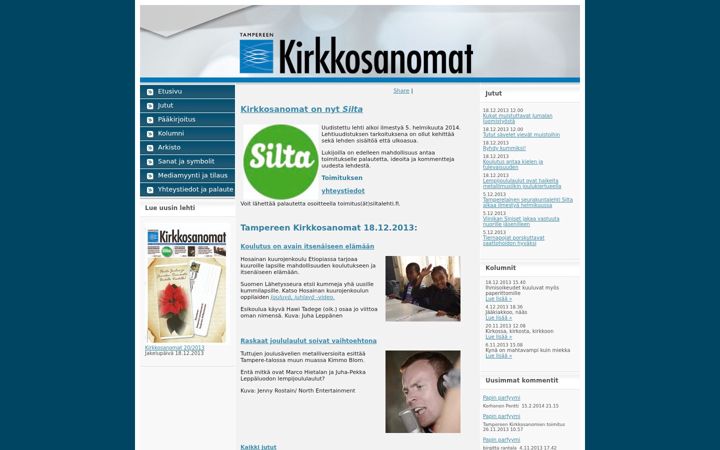 Screenshot of kirkkosanomattampere.fi