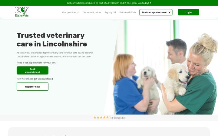 Screenshot of kirksvet.co.uk