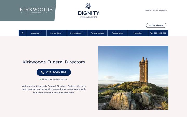 Screenshot of kirkwoodsfunerals.co.uk