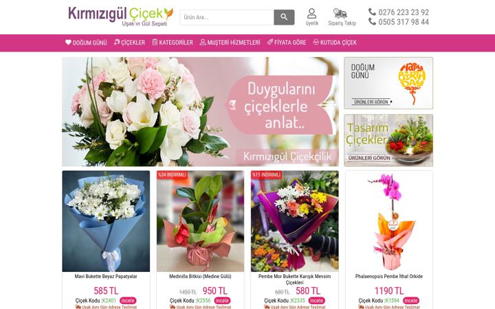 Screenshot of kirmizigulcicek.com