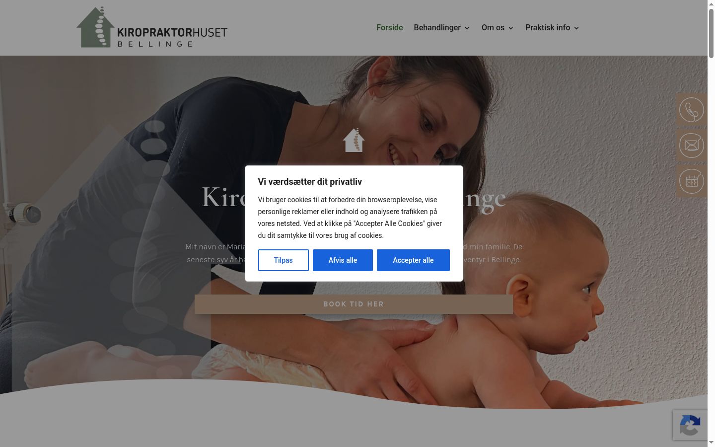 Skærmbillede af samtykkebanneret, som det blev vist før nogen interaktion