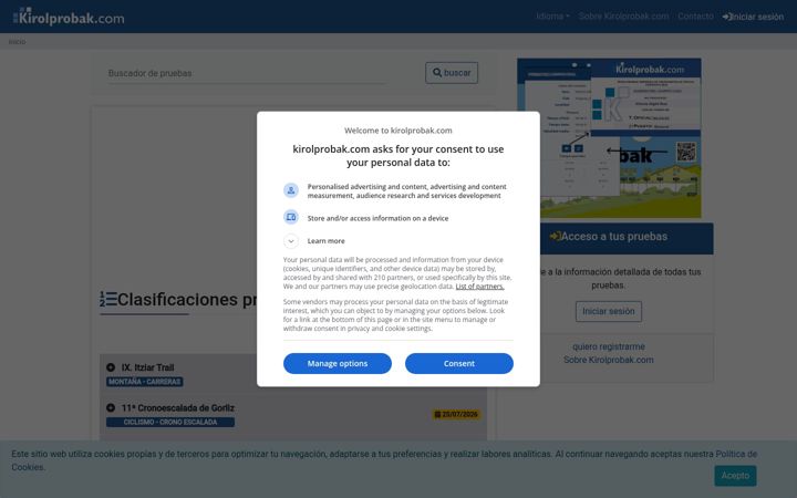 Screenshot of kirolprobak.com