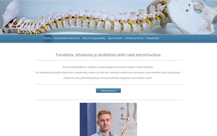 Screenshot of kiropraktikkoheino.fi