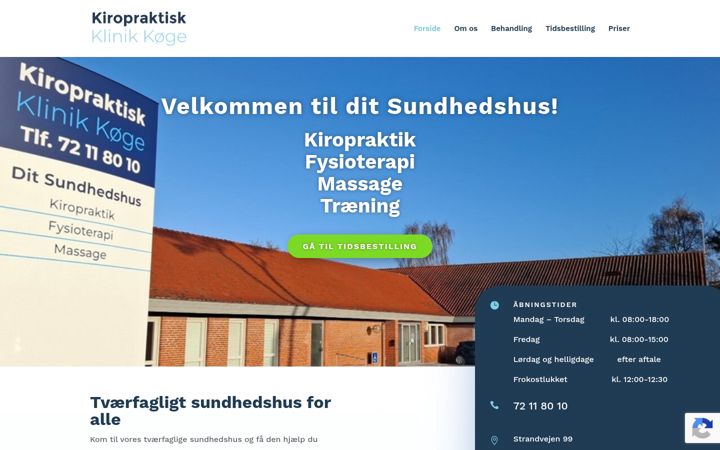 Screenshot of kiropraktiskklinikkoege.dk