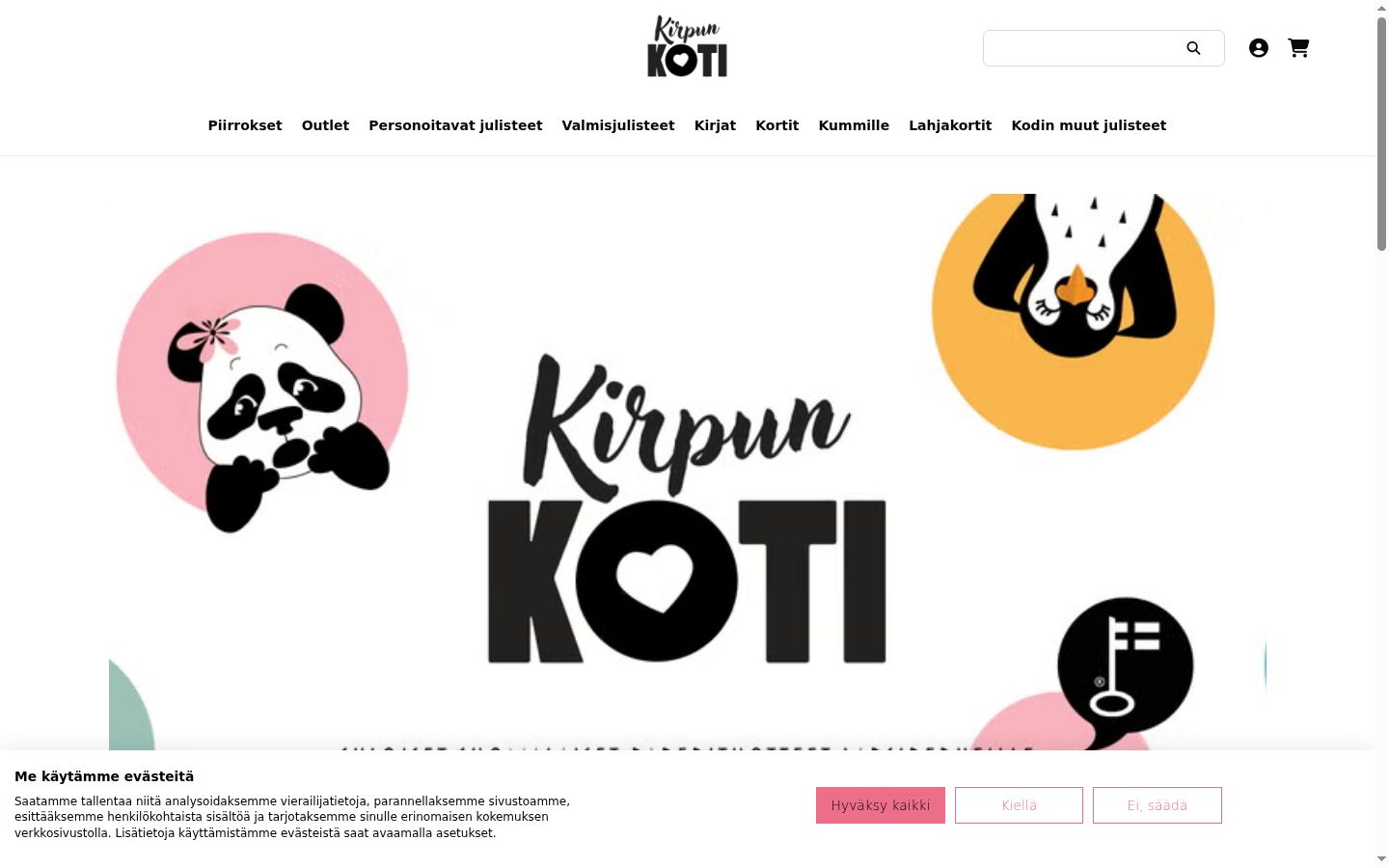 Kuvakaappaus suostumusbannerista, joka näytettiin ennen mitään vuorovaikutusta
