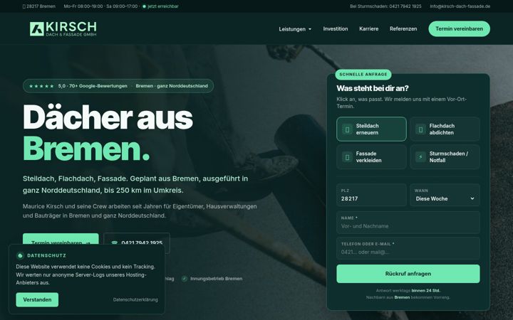 Screenshot of kirsch-dach-fassade.de