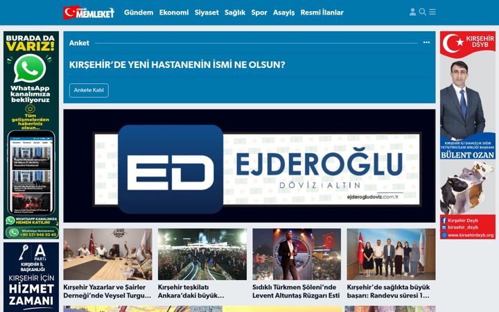 Screenshot of kirsehirmemleket.com.tr