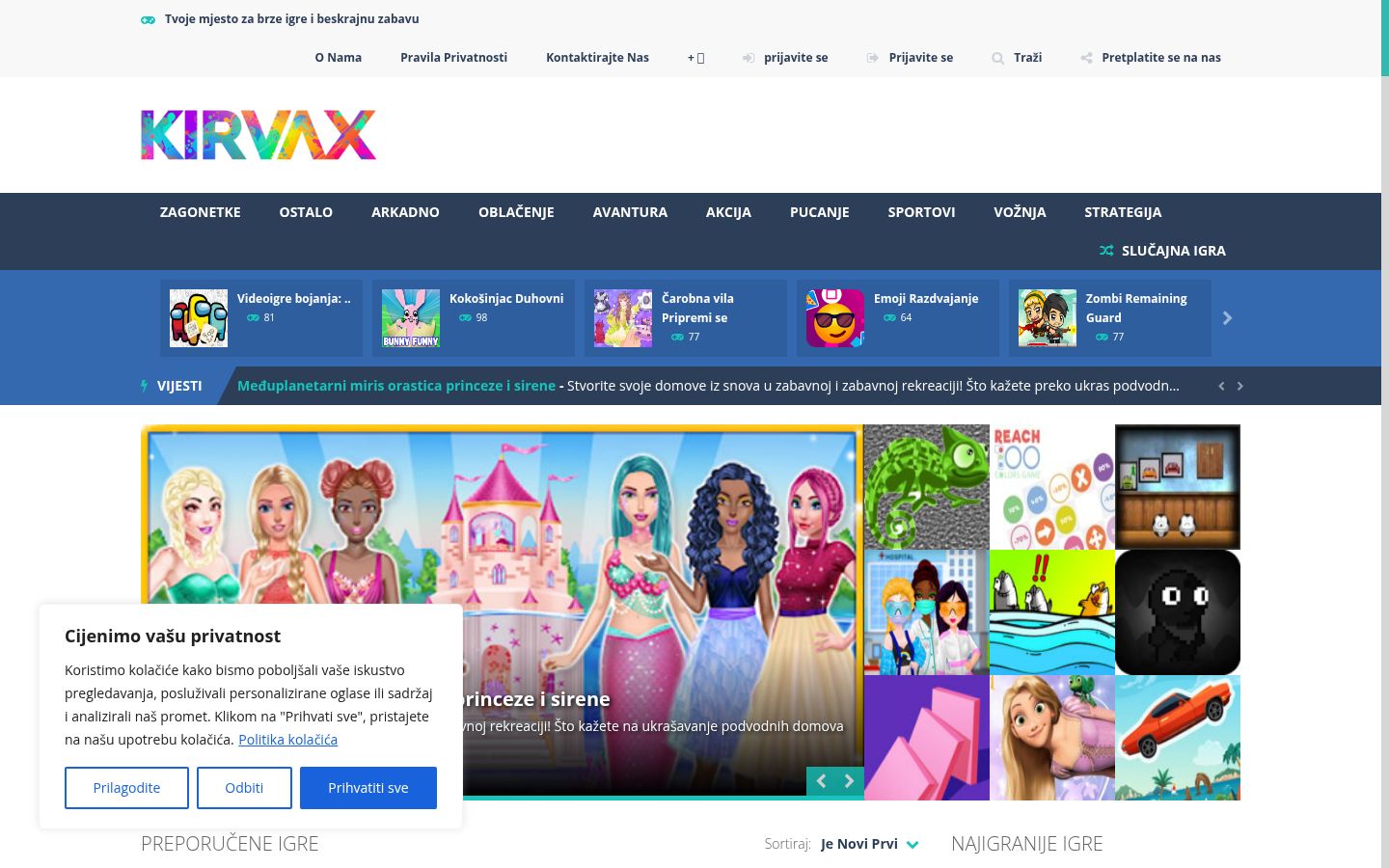 Captura de ecrã do banner de consentimento apresentado antes de qualquer interação