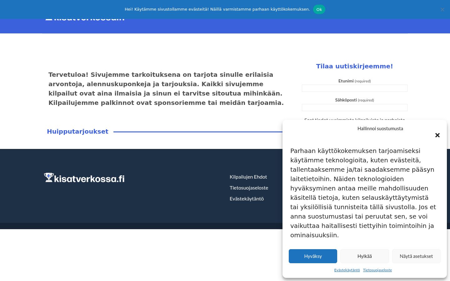 Snimka zaslona bannera za privolu prikazanog prije bilo kakve interakcije