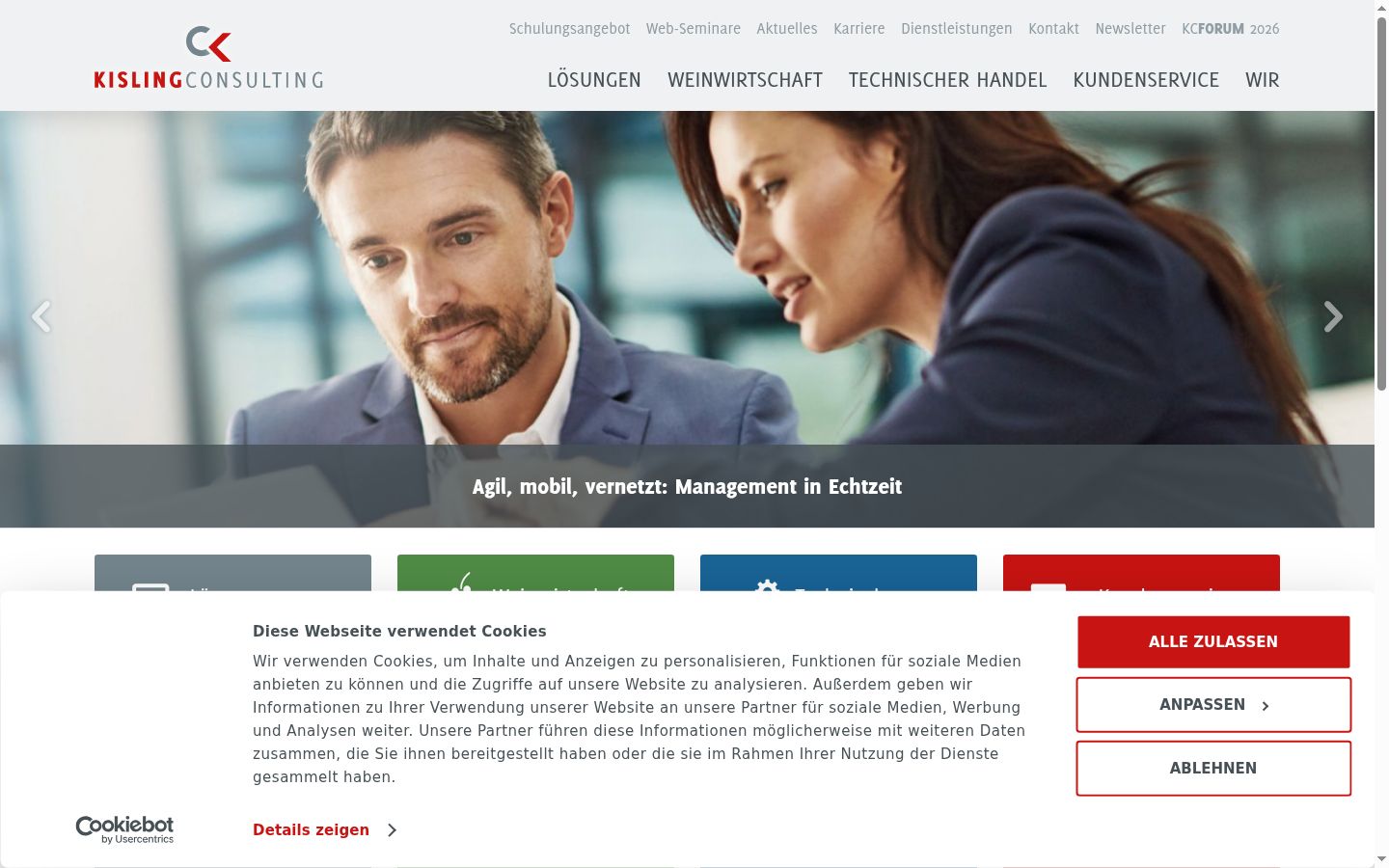 Screenshot del banner di consenso mostrato prima di qualsiasi interazione