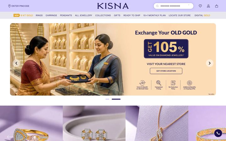 Screenshot of kisna.com