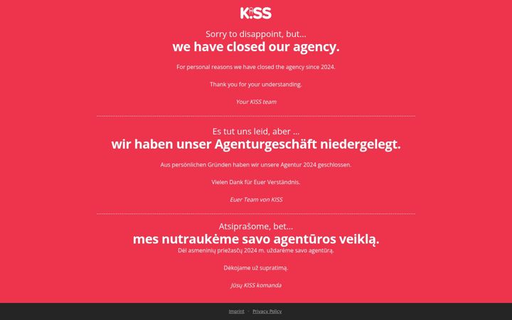 Screenshot of kiss-agency.com