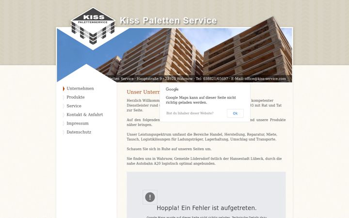 Screenshot of kiss-palettenservice.de