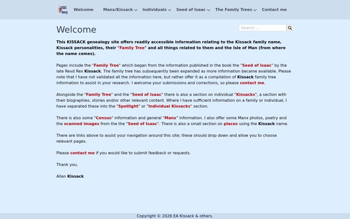 Screenshot of kissack.co.uk