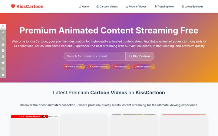 Screenshot of kisscartoon.onl