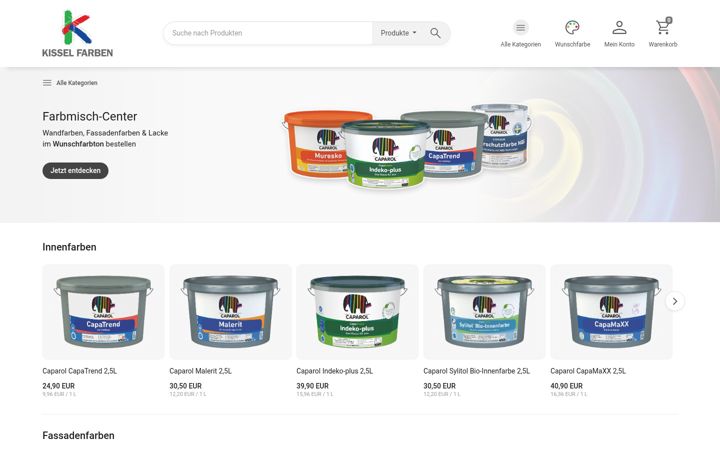 Screenshot of kissel-farben.de