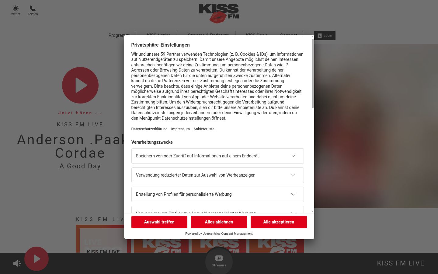 Screenshot of the consent banner shown before any interaction